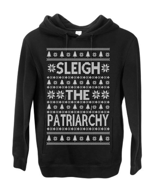 Sleigh the Patriarchy Funny Feminist Middle Class Meme Ugly Christmas Sweater Ugly Christmas Premium Side-Pocket Hoodie Sweatshirt