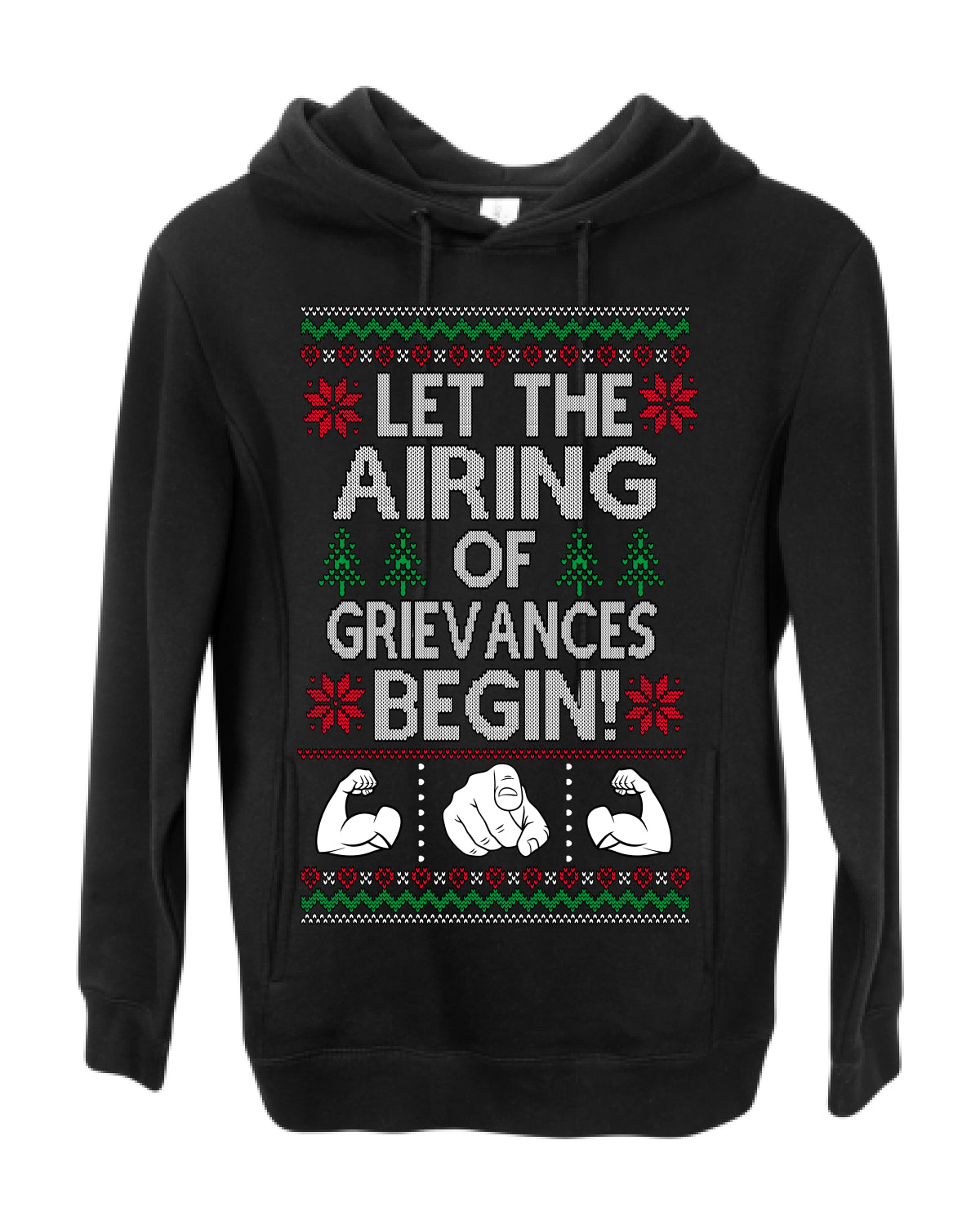 Let the Airing of Grievances Begin Funny TV Sitcom Festivus for the Rest of Us, Feats of Strength Iconic TV Quote Ugly Christmas Premium Side-Pocket Hoodie Sweatshirt
