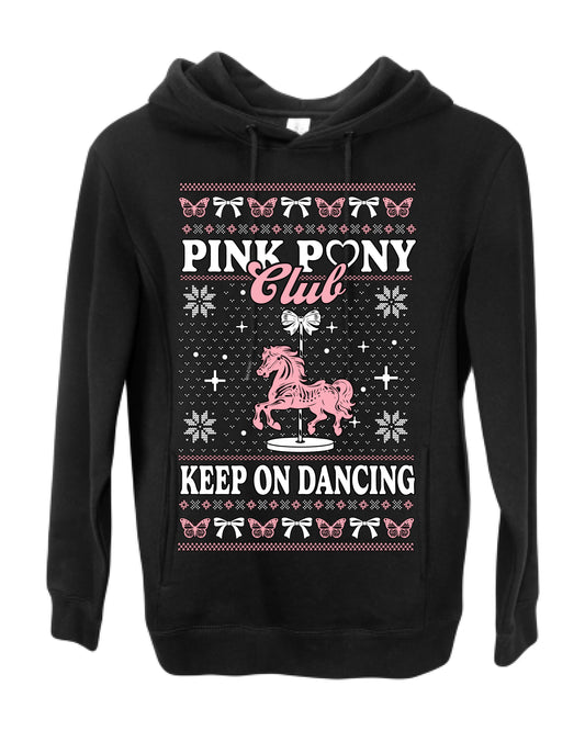 Pink Pony Club Pop Star Keep on Dancing, Iconic Music Concert Fan Merch Ugly Christmas Sweater Ugly Christmas Premium Side-Pocket Hoodie Sweatshirt