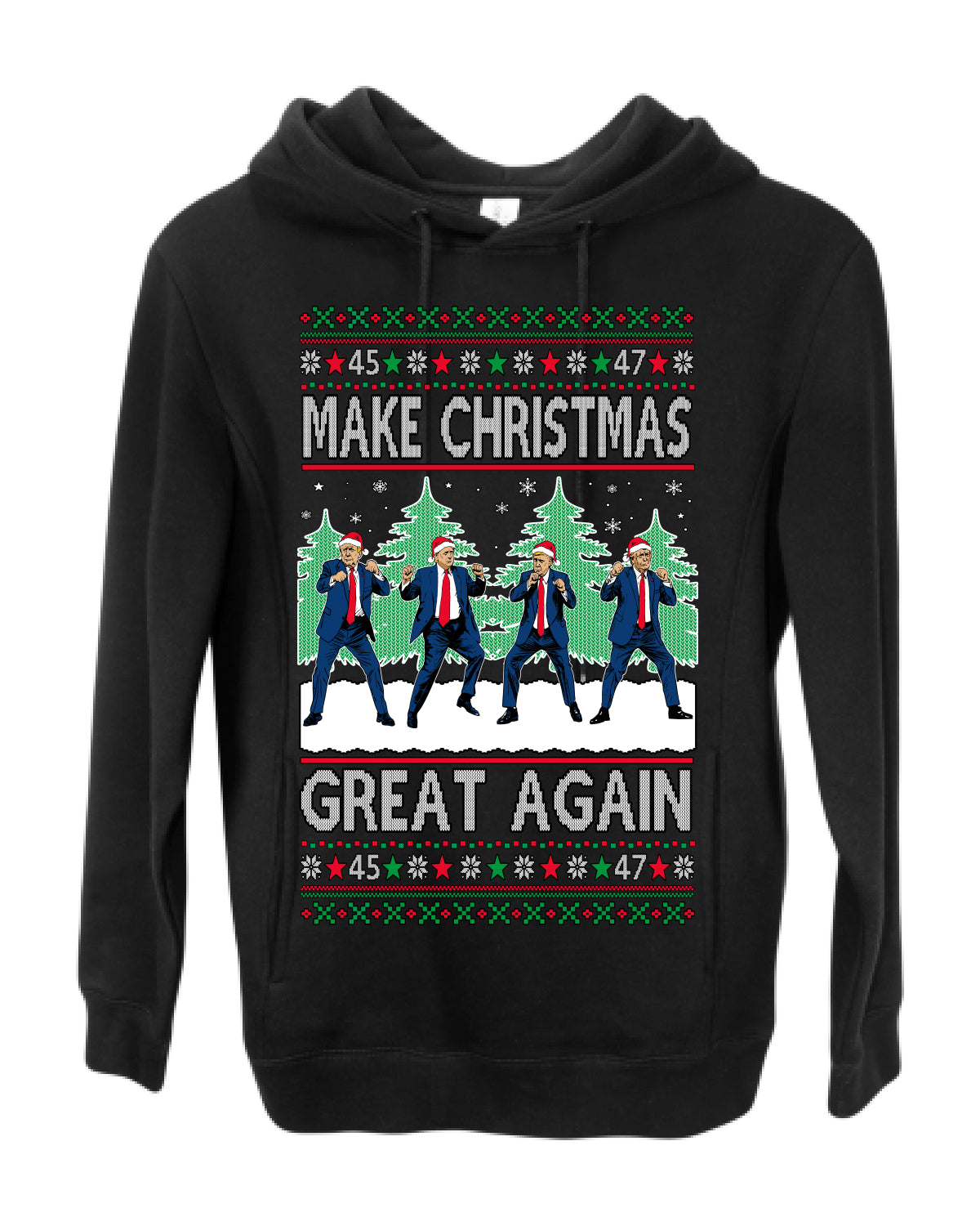 Make Christmas Great Again Shimmy Dance USA President Ugly Christmas Sweater Ugly Christmas Premium Side-Pocket Hoodie Sweatshirt