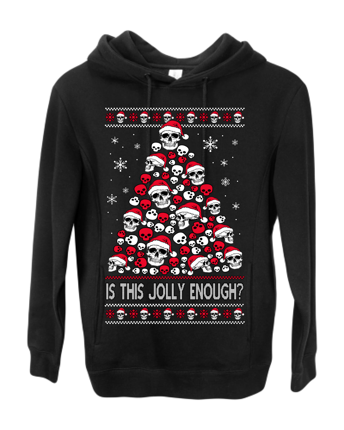 Is This Jolly Enough? Skeleton Halloween Xmas Skull Christmas Tree Ugly Christmas Sweater Ugly Christmas Premium Side-Pocket Hoodie Sweatshirt