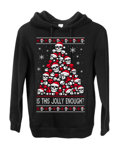 Is This Jolly Enough? Skeleton Halloween Xmas Skull Christmas Tree Ugly Christmas Sweater Ugly Christmas Premium Side-Pocket Hoodie Sweatshirt