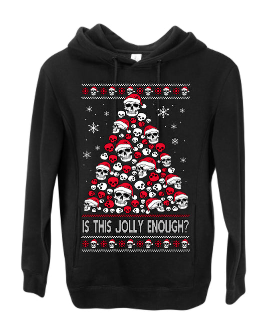 Is This Jolly Enough? Skeleton Halloween Xmas Skull Christmas Tree Ugly Christmas Sweater Ugly Christmas Premium Side-Pocket Hoodie Sweatshirt