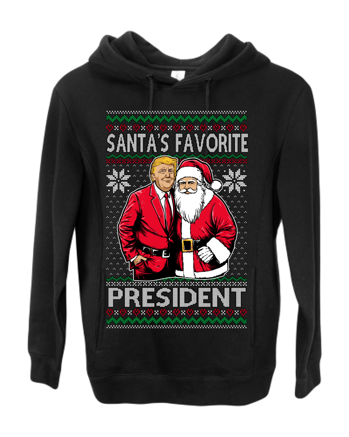 Santa's Favorite President Red Suit Trump, 47th USA President of the United States, Gift for Republicans Conservatives Ugly Christmas Sweater Ugly Christmas Premium Side-Pocket Hoodie Sweatshirt