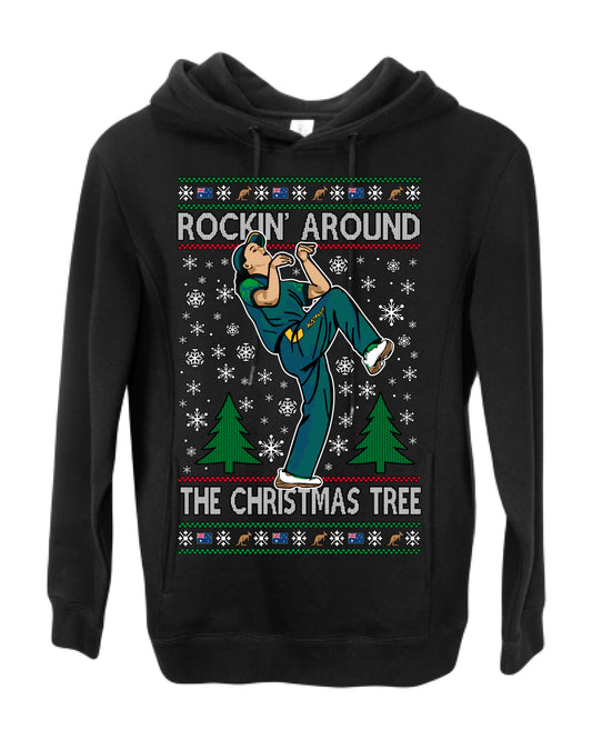 Rockin Around the Christmas Tree Raygun Viral Meme Australian AUS, Sports Australia Breakdancer Ray Gun Funny Ugly Christmas Sweater Ugly Christmas Premium Side-Pocket Hoodie Sweatshirt