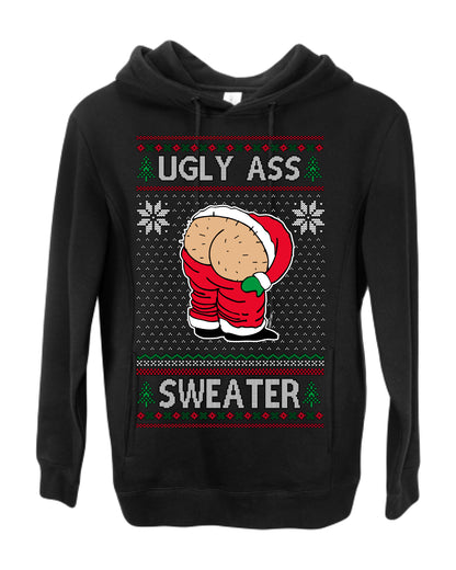 Ugly Ass Sweater Funny Santa Claus Butt Xmas Ugly Christmas Sweater Ugly Christmas Premium Side-Pocket Hoodie Sweatshirt