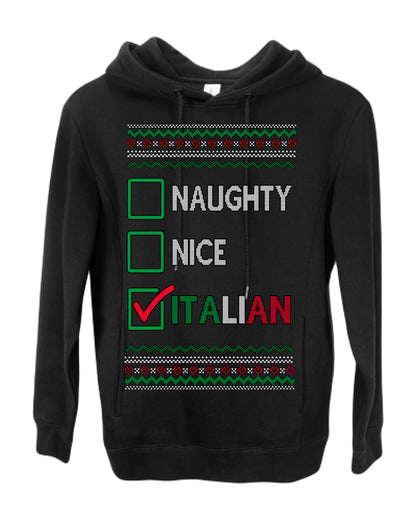 Naughty Nice Italian Funny Italians Italy Colors Ugly Christmas Sweater Ugly Christmas Premium Side-Pocket Hoodie Sweatshirt