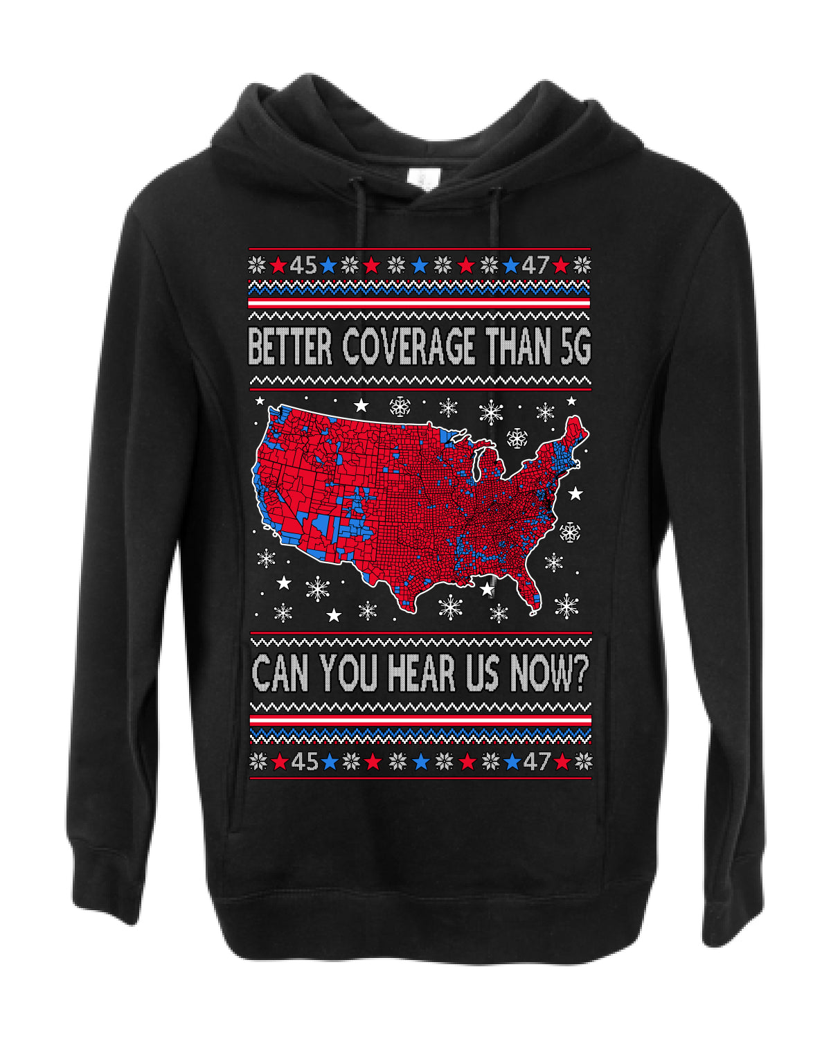 Better Coverage than 5G Red Wave Landslide 2024 Election, Trump Vance Can You Hear Us Now Ugly Christmas Sweater Ugly Christmas Premium Side-Pocket Hoodie Sweatshirt
