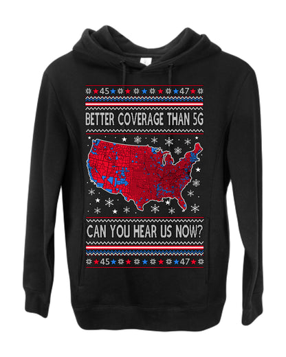 Better Coverage than 5G Red Wave Landslide 2024 Election, Trump Vance Can You Hear Us Now Ugly Christmas Sweater Ugly Christmas Premium Side-Pocket Hoodie Sweatshirt