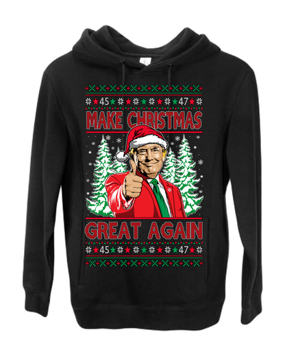 Make Christmas Great Again, Santa Claus Donald Trump, JD Vance 2024 Election Funny Political Conservative Republican Men Women Ugly Christmas Sweater Ugly Christmas Premium Side-Pocket Hoodie Sweatshirt