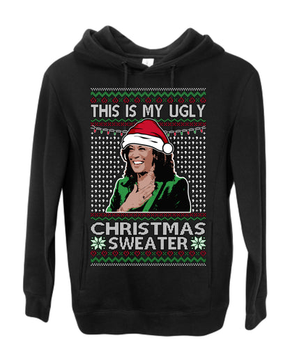 This Is My Ugly Sweater, Funny Santa Anti Kamala Harris, Political Ugly Christmas Sweater Ugly Christmas Premium Side-Pocket Hoodie Sweatshirt