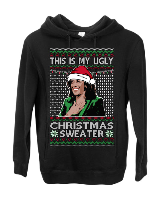 This Is My Ugly Sweater, Funny Santa Anti Kamala Harris, Political Ugly Christmas Sweater Ugly Christmas Premium Side-Pocket Hoodie Sweatshirt