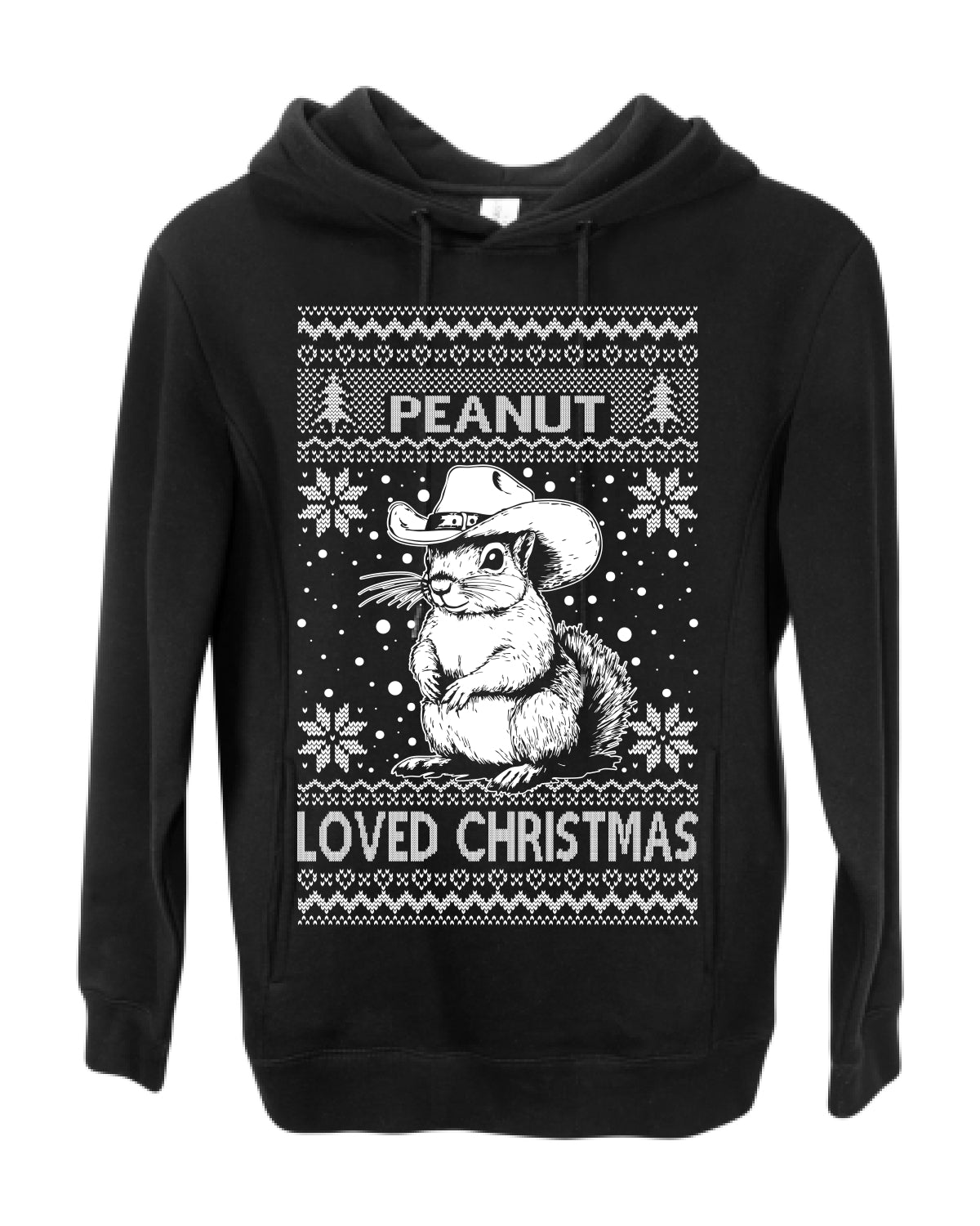 Peanut Loved Christmas, Funny Viral NYC New York Squirrel Meme Trending Save Our Pets Memes, Ugly Christmas Sweater Ugly Christmas Premium Side-Pocket Hoodie Sweatshirt
