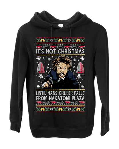 It's Not Christmas Until Hans Gruber Falls From Nakatomi Plaza Color, Classic Xmas Movie McClane, Ugly Christmas Sweater Ugly Christmas Premium Side-Pocket Hoodie Sweatshirt
