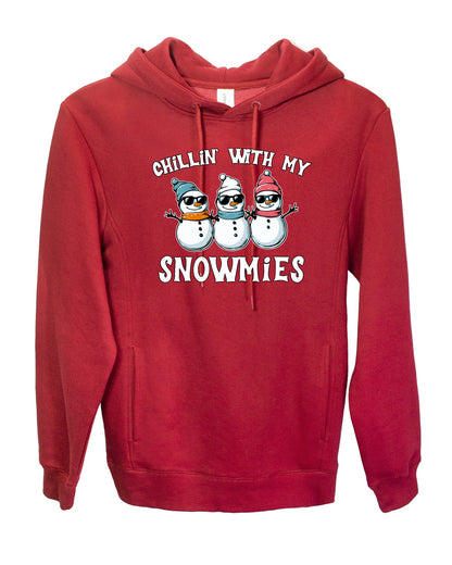 Chillin With My Snowmies, Funny Cute Snow Man Winter Holiday Snowman Homies  Ugly Christmas Premium Side-Pocket Hoodie Sweatshirt