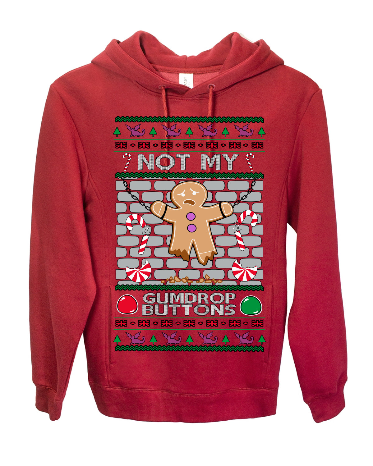 Not My Gumdrop Buttons, Funny Classic 2000s Kid Teen Movie Quote, Ugly Christmas Sweater Ugly Christmas Premium Side-Pocket Hoodie Sweatshirt