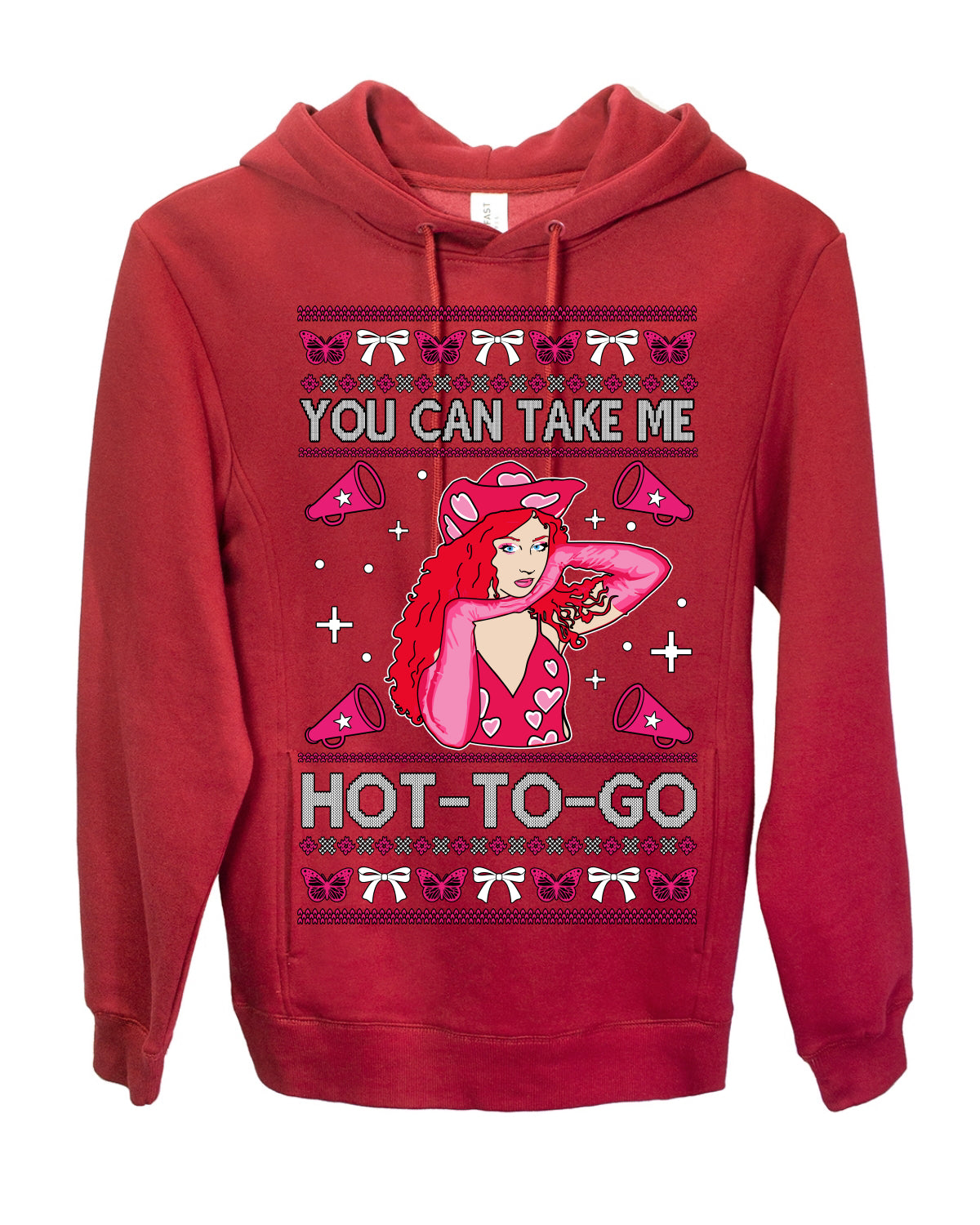 You Can Take Me Hot to Go, Viral Midwest Princess Song Dance Pop Star Concert Tour Merch, Ugly Christmas Sweater Ugly Christmas Premium Side-Pocket Hoodie Sweatshirt