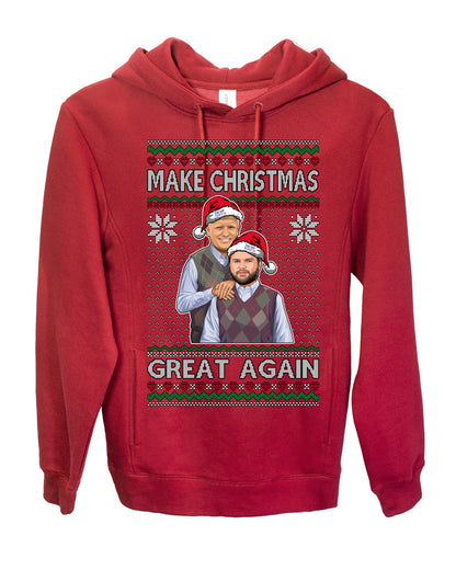 Make Christmas Great Again, MAGA Donald Trump JD Vance 2024, 2000s Comedy Movie Parody, Ugly Christmas Sweater Ugly Christmas Premium Side-Pocket Hoodie Sweatshirt