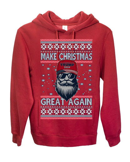 Make Christmas Great Again Trump Santa Claus 2024 MAGA,  Donald Trump JD Vance GOP Republican, Ugly Christmas Sweater Crewneck Sweatshirt Ugly Christmas Premium Side-Pocket Hoodie Sweatshirt