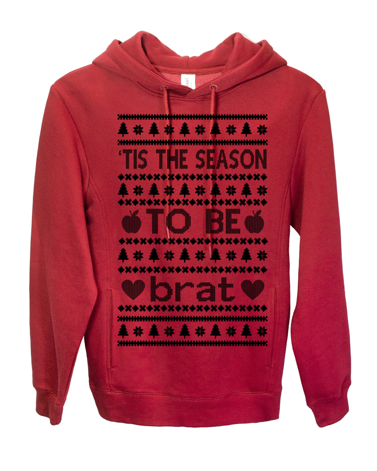 Tis the Season to Be Brat Dark Text, Xmas Viral Meme Music Rave Concert Merch, Unisex Ugly Christmas Sweaters for Women Men Ugly Christmas Premium Side-Pocket Hoodie Sweatshirt