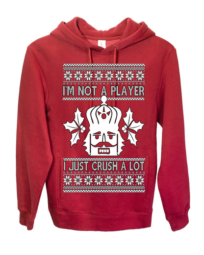 I'm Not a Player I Just Crush A Lot, Funny Nutcracker Nut Cracker Classic Holiday Food Pun Ugly Christmas Sweater Ugly Christmas Premium Side-Pocket Hoodie Sweatshirt