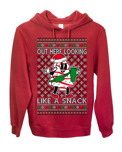 Out Here Looking Like a Snack, Funny Cute White Chocolate Sprinkles Holiday Trendy Millennial Christmas Cookie Ugly Christmas Sweater Ugly Christmas Premium Side-Pocket Hoodie Sweatshirt