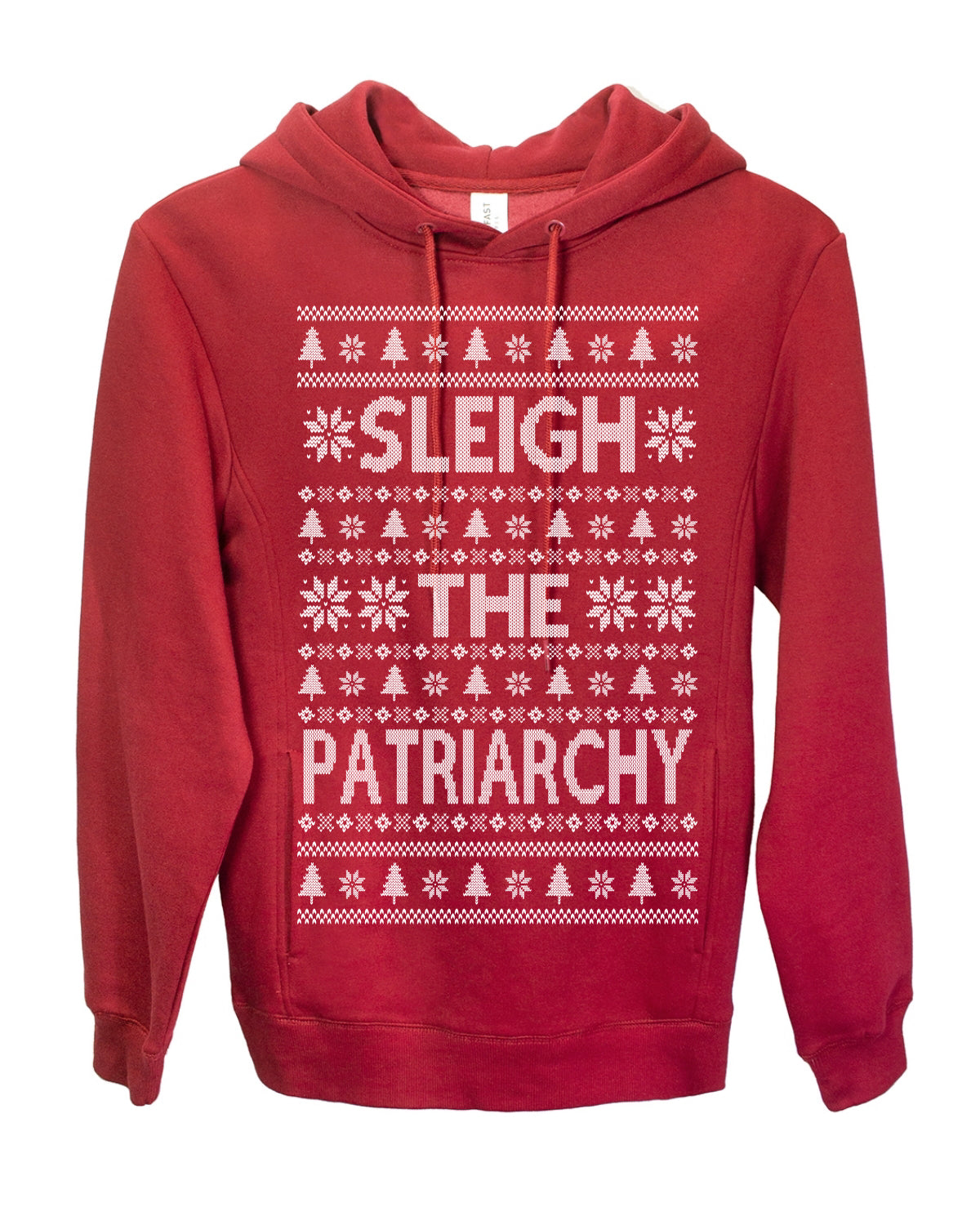 Sleigh the Patriarchy Funny Feminist Middle Class Meme Ugly Christmas Sweater Ugly Christmas Premium Side-Pocket Hoodie Sweatshirt