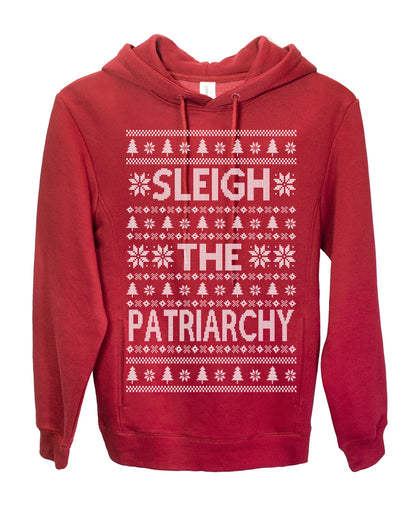 Sleigh the Patriarchy Funny Feminist Middle Class Meme Ugly Christmas Sweater Ugly Christmas Premium Side-Pocket Hoodie Sweatshirt