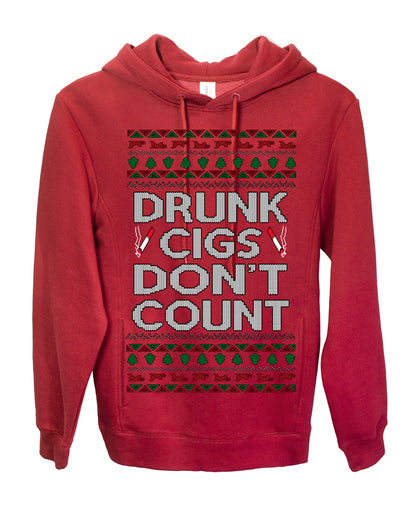 Drunk Cigs Don't Count Funny Cigarette Smoker Cig Ugly Christmas Sweater Ugly Christmas Premium Side-Pocket Hoodie Sweatshirt