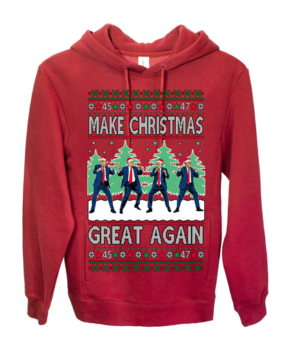 Make Christmas Great Again Shimmy Dance USA President Ugly Christmas Sweater Ugly Christmas Premium Side-Pocket Hoodie Sweatshirt