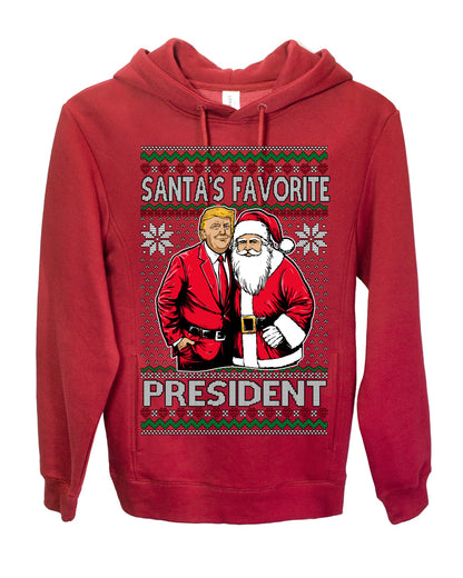 Santa's Favorite President Red Suit Trump, 47th USA President of the United States, Gift for Republicans Conservatives Ugly Christmas Sweater Ugly Christmas Premium Side-Pocket Hoodie Sweatshirt