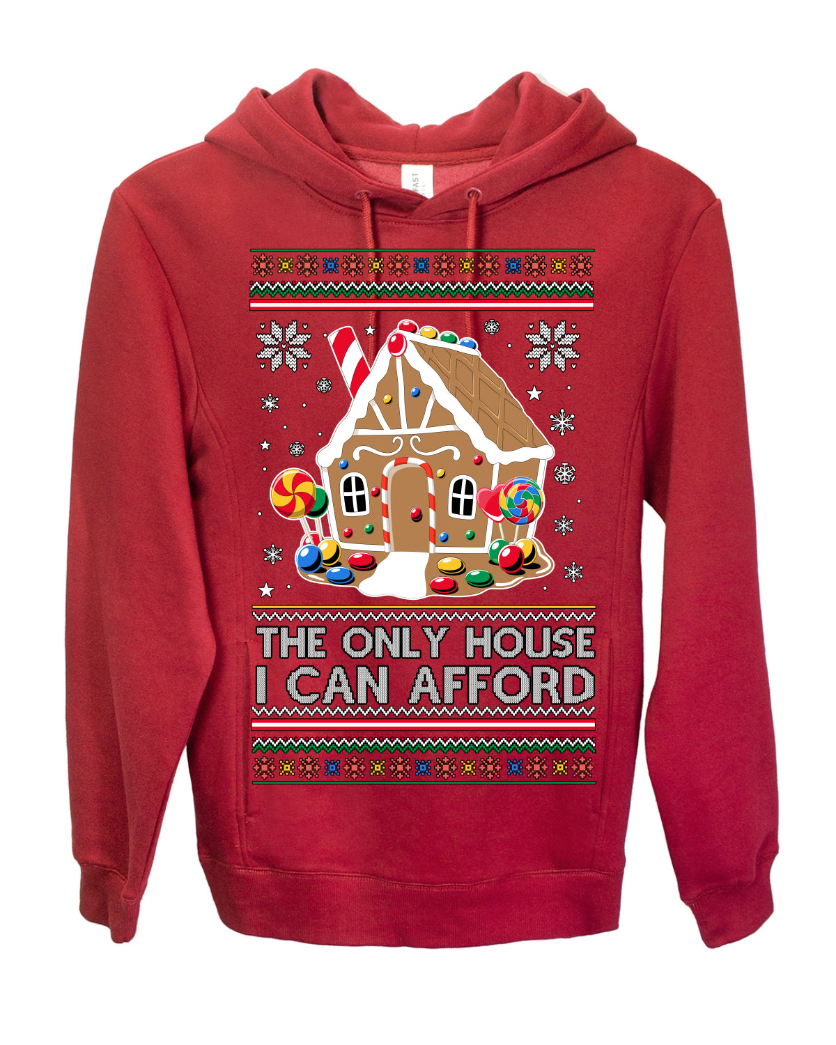 The Only House I Can Afford, Funny Viral Millennial Economy Market Retirement Meme Ugly Christmas Sweater Ugly Christmas Premium Side-Pocket Hoodie Sweatshirt