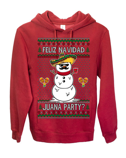 Feliz Navidad Juana Party? Funny Spanish Drinking Sueter Cerveza Ropa en Espanol Ugly Christmas Sweater Ugly Christmas Premium Side-Pocket Hoodie Sweatshirt
