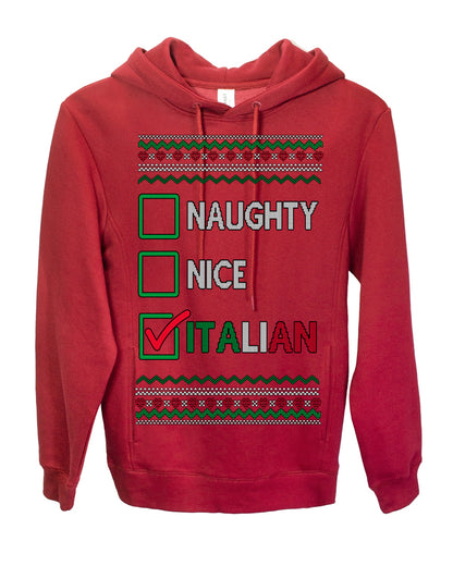 Naughty Nice Italian Funny Italians Italy Colors Ugly Christmas Sweater Ugly Christmas Premium Side-Pocket Hoodie Sweatshirt