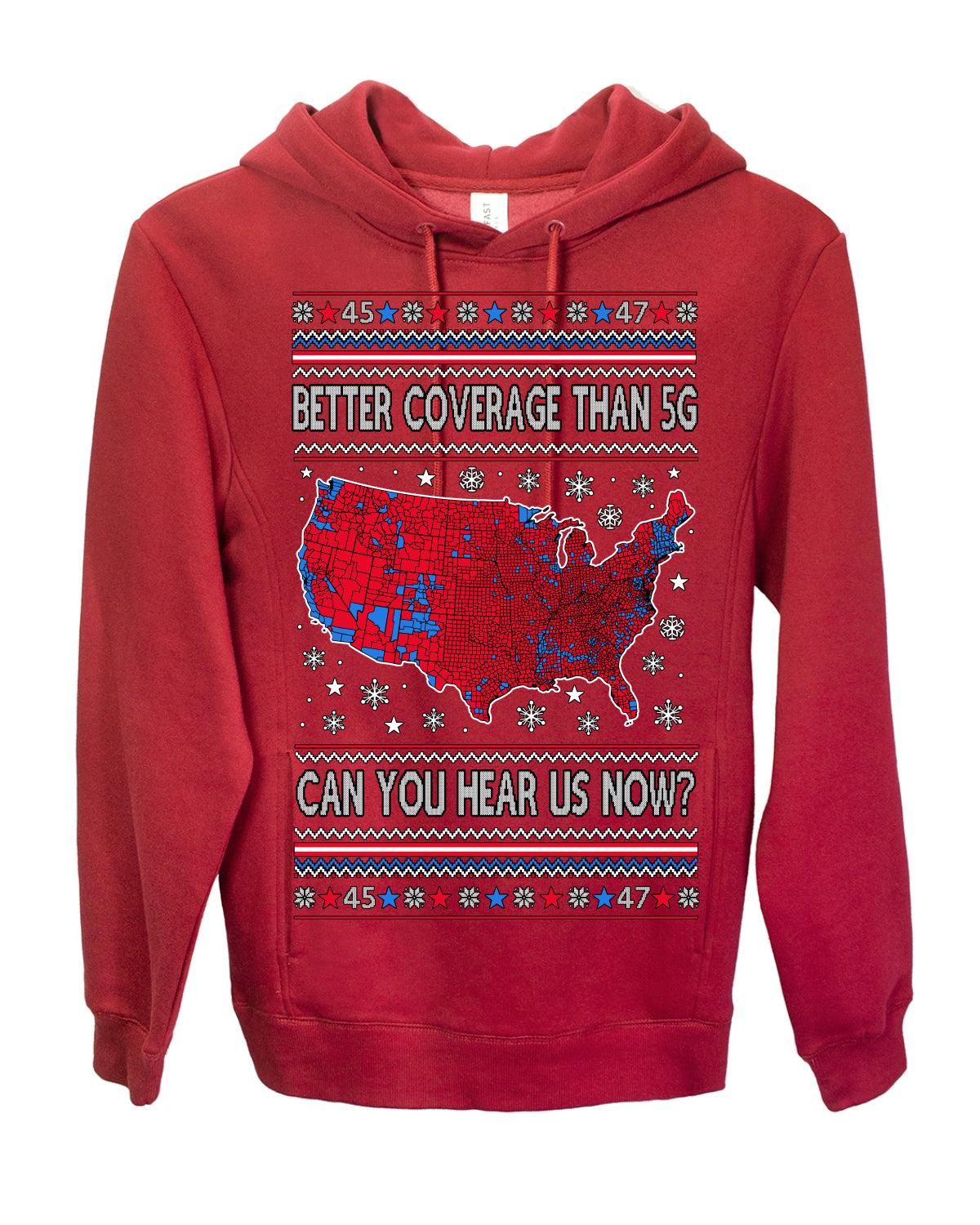 Better Coverage than 5G Red Wave Landslide 2024 Election, Trump Vance Can You Hear Us Now Ugly Christmas Sweater Ugly Christmas Premium Side-Pocket Hoodie Sweatshirt