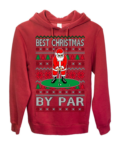 Best Christmas By Par Funny, Santa Golfing Iron Wedge Wood Drive Fore Birdie Eagle, Pun Sports Golf Ugly Christmas Sweater Ugly Christmas Premium Side-Pocket Hoodie Sweatshirt
