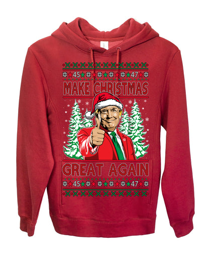 Make Christmas Great Again, Santa Claus Donald Trump, JD Vance 2024 Election Funny Political Conservative Republican Men Women Ugly Christmas Sweater Ugly Christmas Premium Side-Pocket Hoodie Sweatshirt