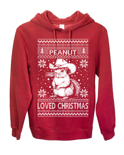 Peanut Loved Christmas, Funny Viral NYC New York Squirrel Meme Trending Save Our Pets Memes, Ugly Christmas Sweater Ugly Christmas Premium Side-Pocket Hoodie Sweatshirt