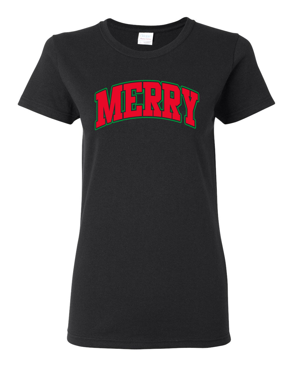 Merry | Cute Winter Holiday College Style Ugly Christmas Womens Graphic T-Shirt