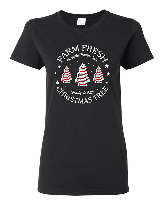 Farm Fresh Christmas Tree, Sprinkle Frosted Cake, Ready to Eat | Classic Winter Holiday Dessert  Ugly Christmas Womens Graphic T-Shirt