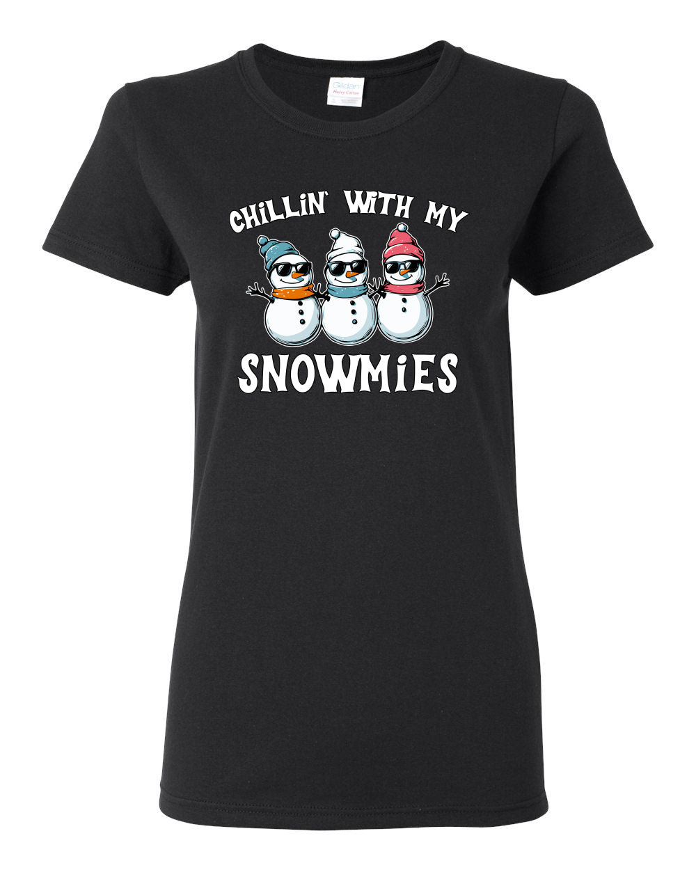 Chillin With My Snowmies, Funny Cute Snow Man Winter Holiday Snowman Homies  Ugly Christmas Womens Graphic T-Shirt