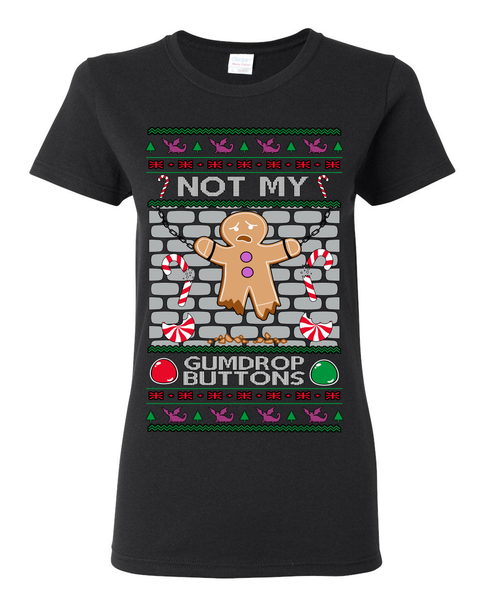 Not My Gumdrop Buttons, Funny Classic 2000s Kid Teen Movie Quote, Ugly Christmas Sweater Ugly Christmas Womens Graphic T-Shirt
