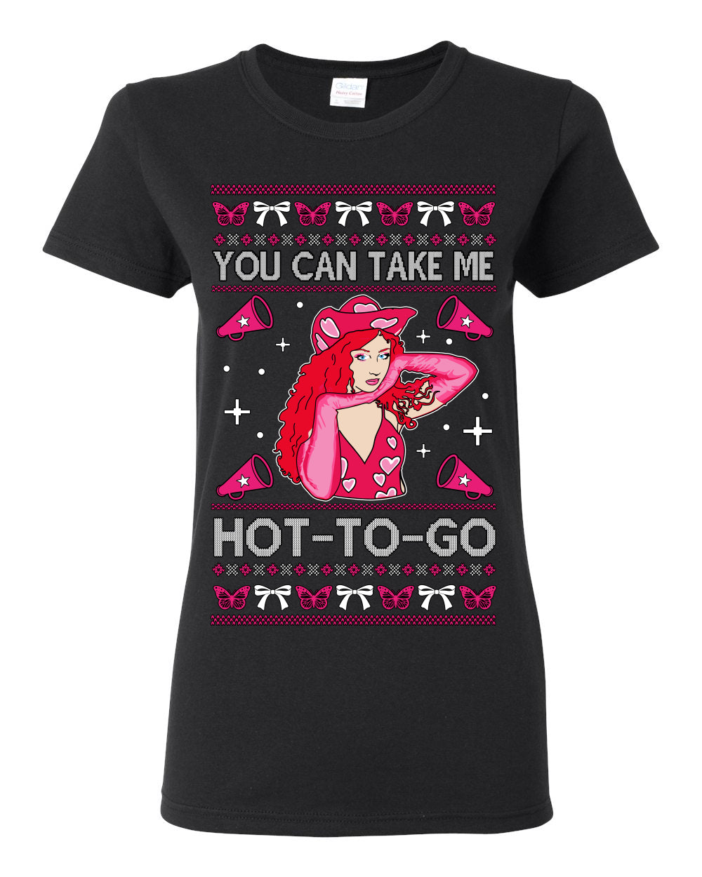 You Can Take Me Hot to Go, Viral Midwest Princess Song Dance Pop Star Concert Tour Merch, Ugly Christmas Sweater Ugly Christmas Womens Graphic T-Shirt