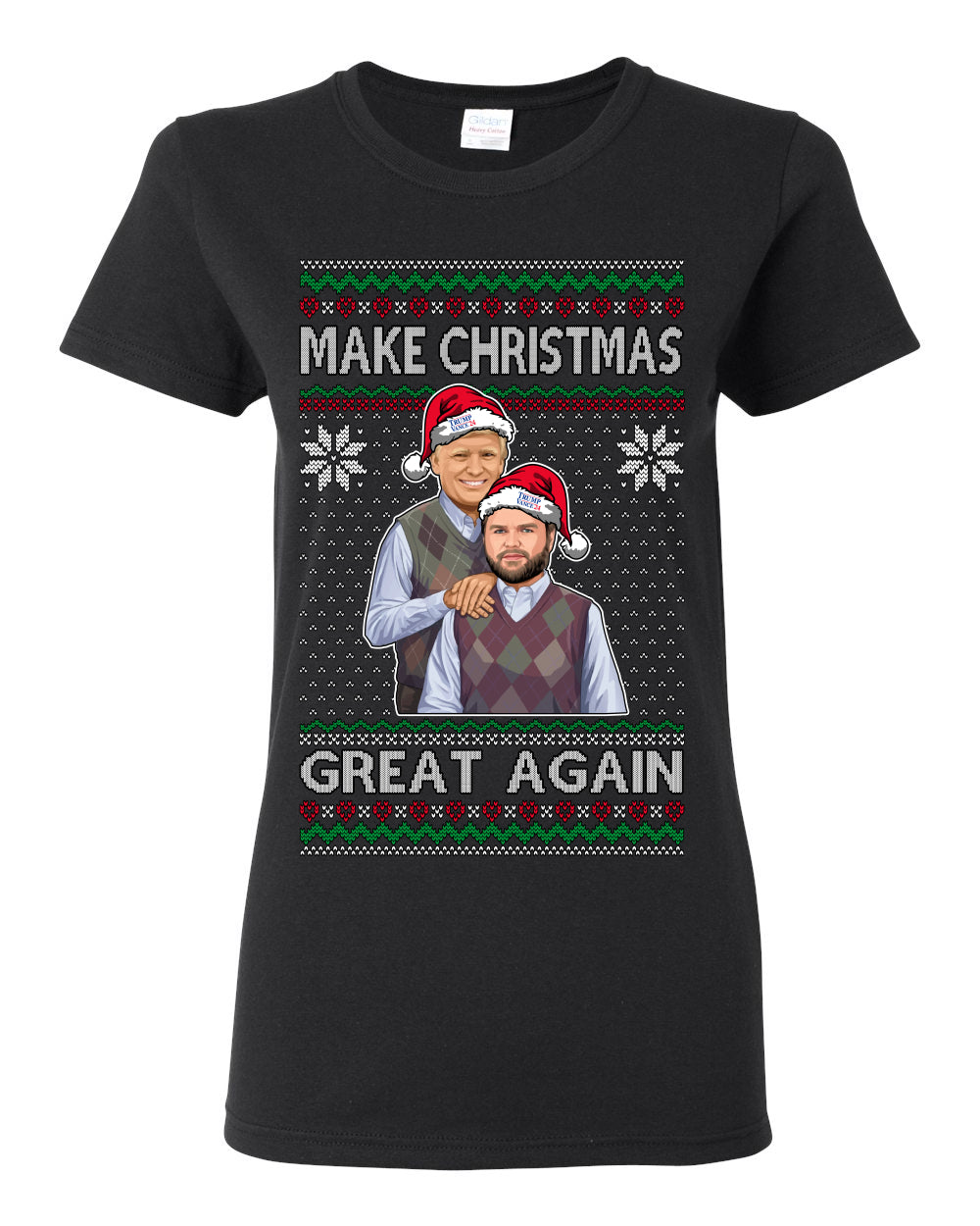 Make Christmas Great Again, MAGA Donald Trump JD Vance 2024, 2000s Comedy Movie Parody, Ugly Christmas Sweater Ugly Christmas Womens Graphic T-Shirt