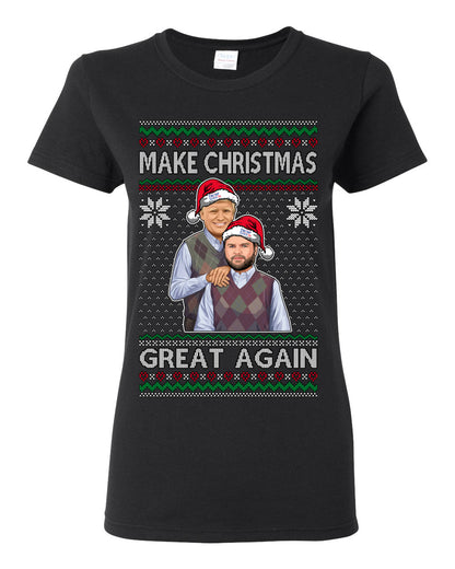 Make Christmas Great Again, MAGA Donald Trump JD Vance 2024, 2000s Comedy Movie Parody, Ugly Christmas Sweater Ugly Christmas Womens Graphic T-Shirt