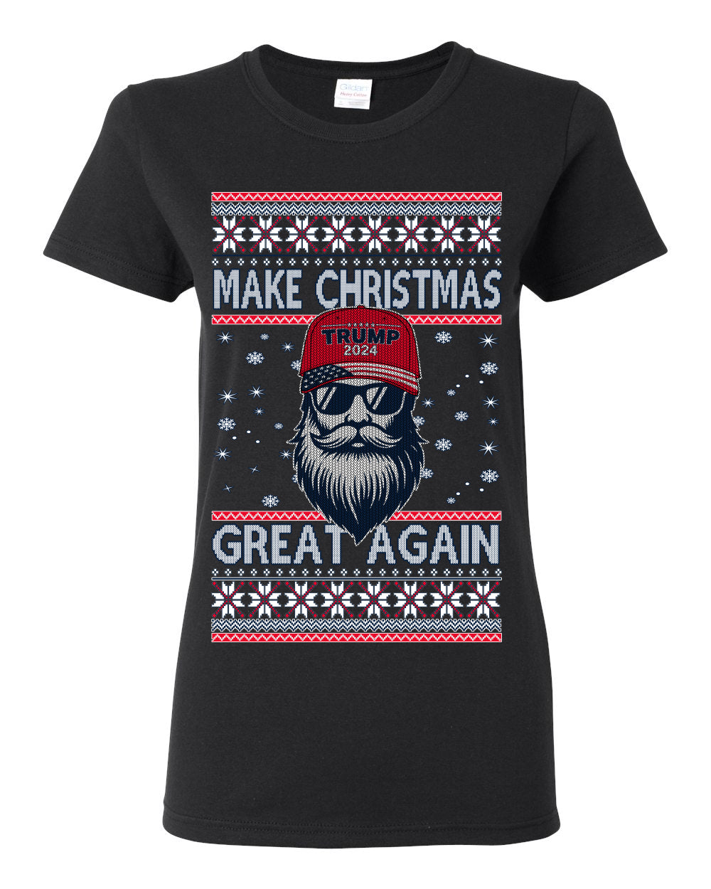 Make Christmas Great Again Trump Santa Claus 2024 MAGA,  Donald Trump JD Vance GOP Republican, Ugly Christmas Sweater Crewneck Sweatshirt Ugly Christmas Womens Graphic T-Shirt