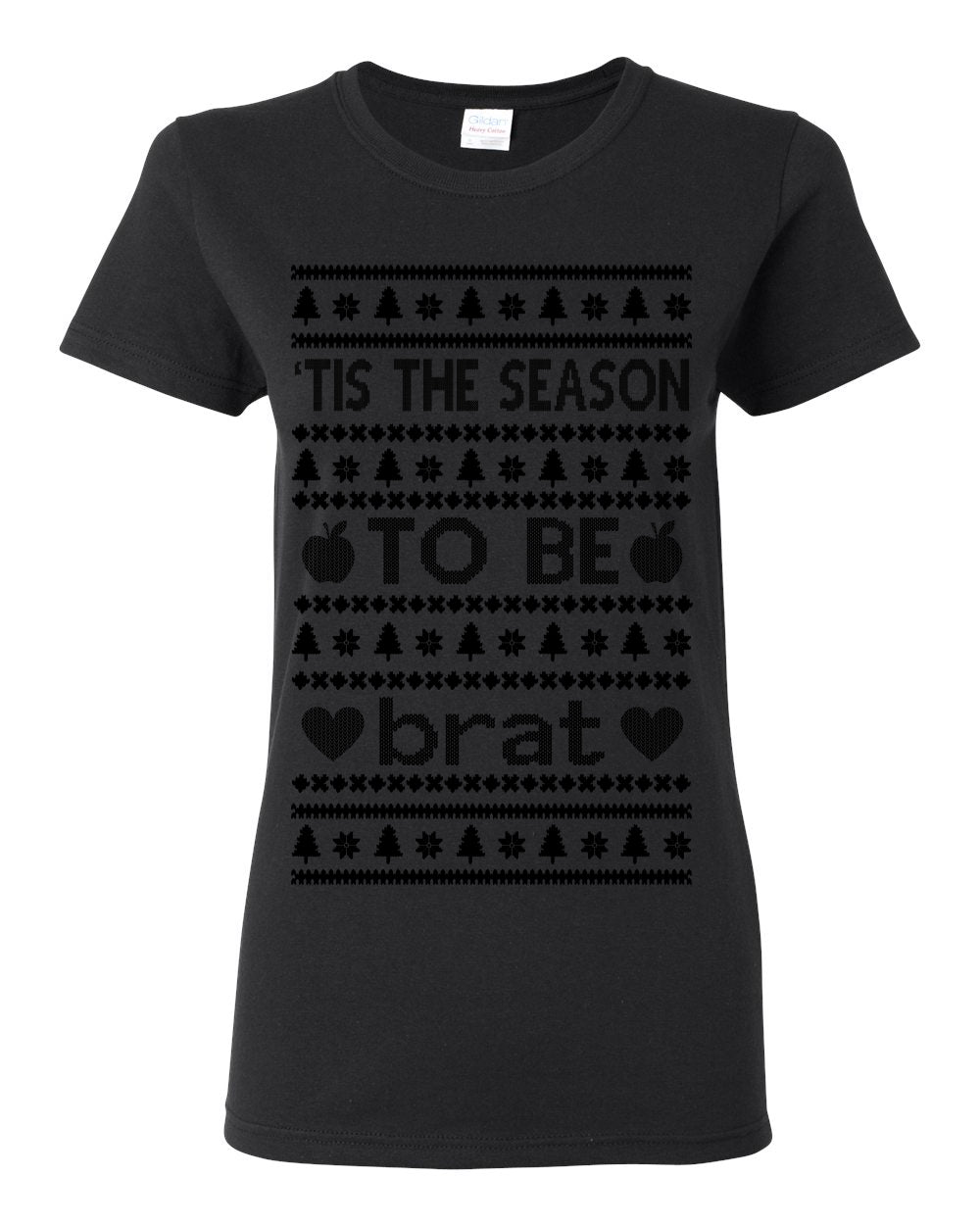 Tis the Season to Be Brat Dark Text, Xmas Viral Meme Music Rave Concert Merch, Unisex Ugly Christmas Sweaters for Women Men Ugly Christmas Womens Graphic T-Shirt