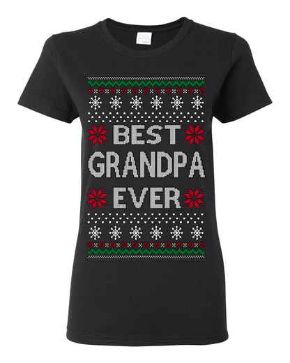 Best Grandpa Ever Classic Xmas Winter Holidays Ugly Christmas Sweater Ugly Christmas Womens Graphic T-Shirt