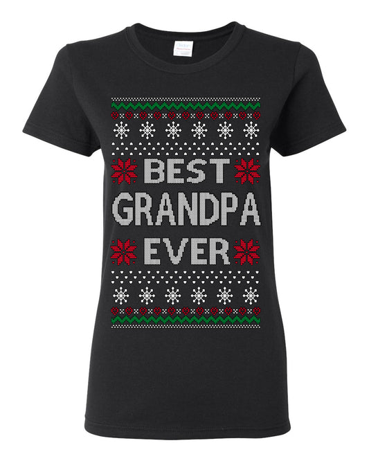 Best Grandpa Ever Classic Xmas Winter Holidays Ugly Christmas Sweater Ugly Christmas Womens Graphic T-Shirt