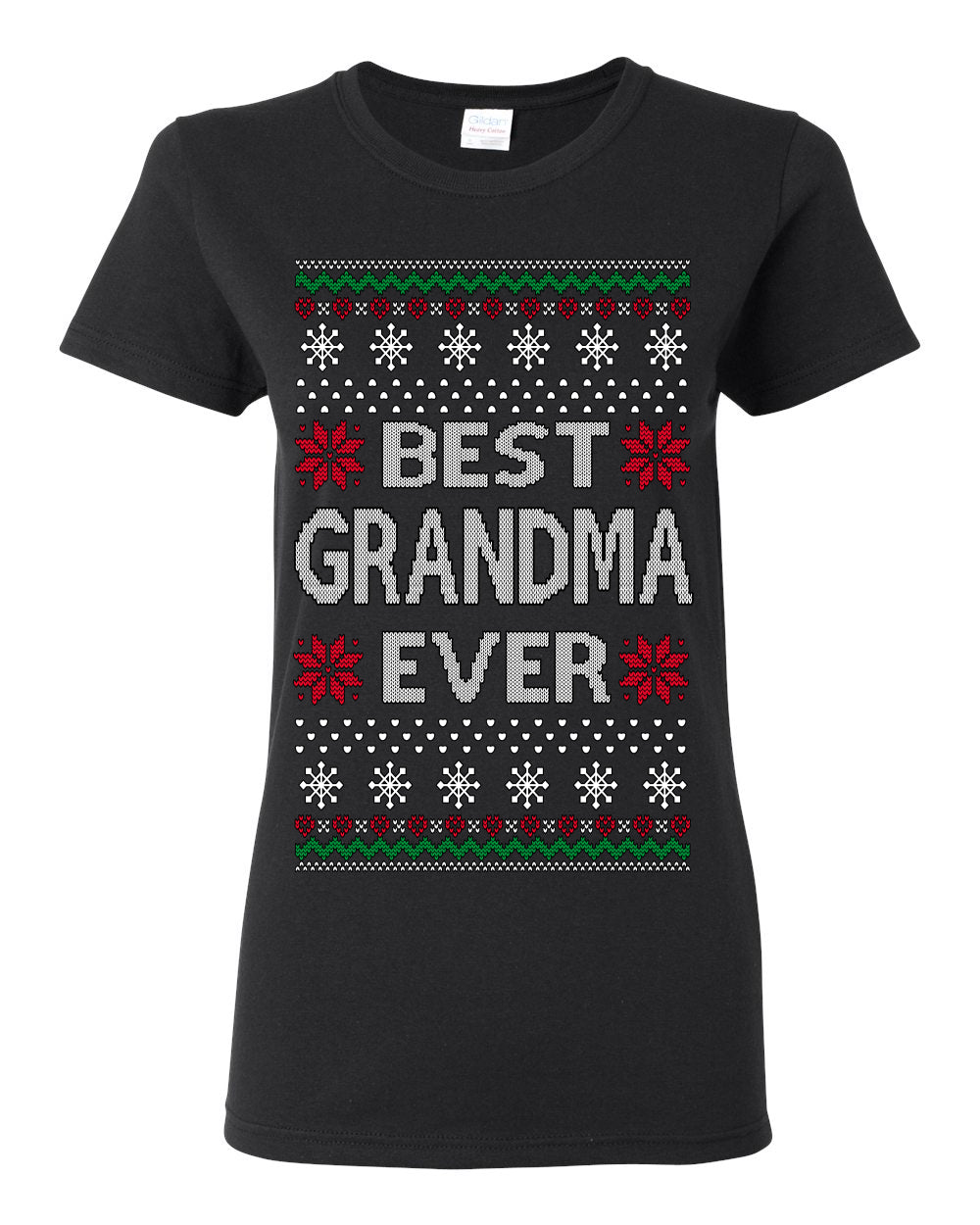 Best Grandma Ever Classic Xmas Winter Holidays Ugly Christmas Sweater Ugly Christmas Womens Graphic T-Shirt